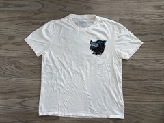 All Saints Gnasher Blue Wolf Graphic Relaxed Fit White T-Shirt Men’s Size (M)