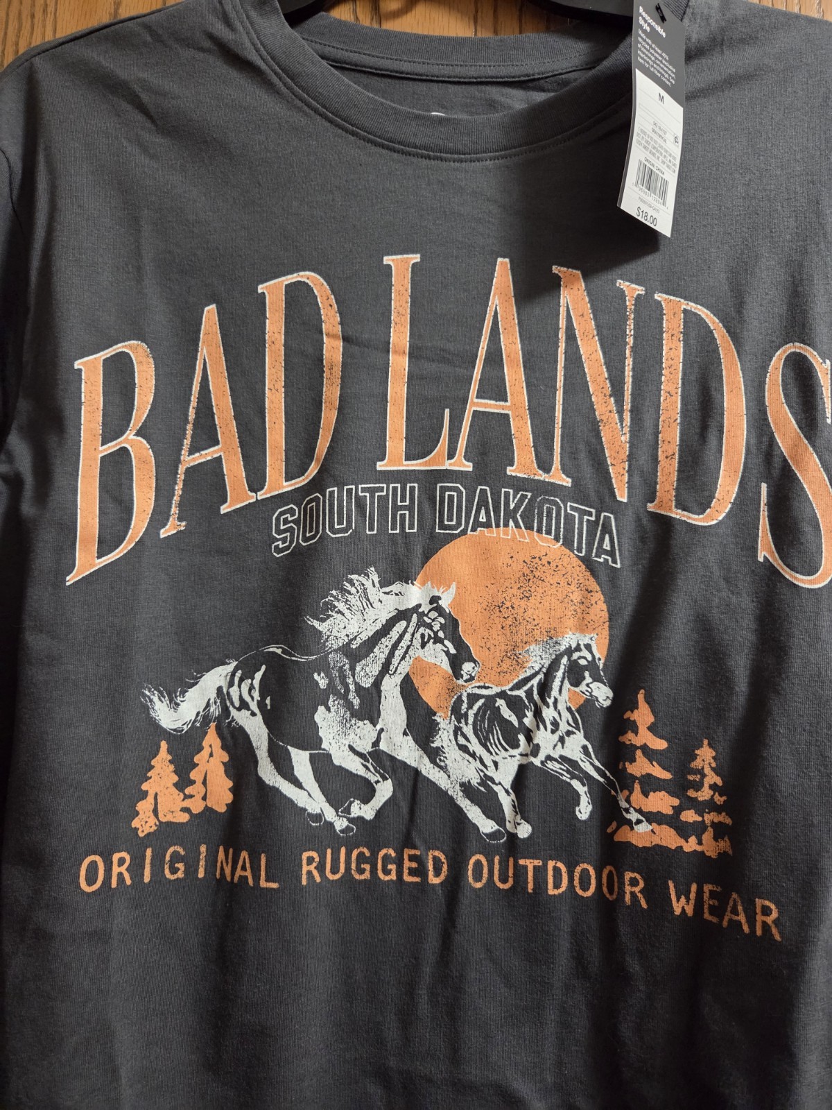 New Original Use Men's Bad Lands South Dakota Long Sleeve T-Shirt Grey Medium gallery