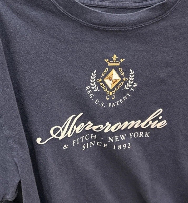 Women’s Abercrombie & FItch Cropped Crest Logo Tee Boxy Y2K Inspired Preppy M