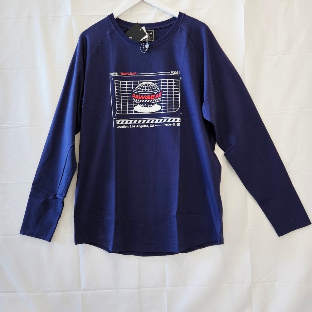 Rawgear Long Sleeve Graphic Tee Dark Blue Size XL