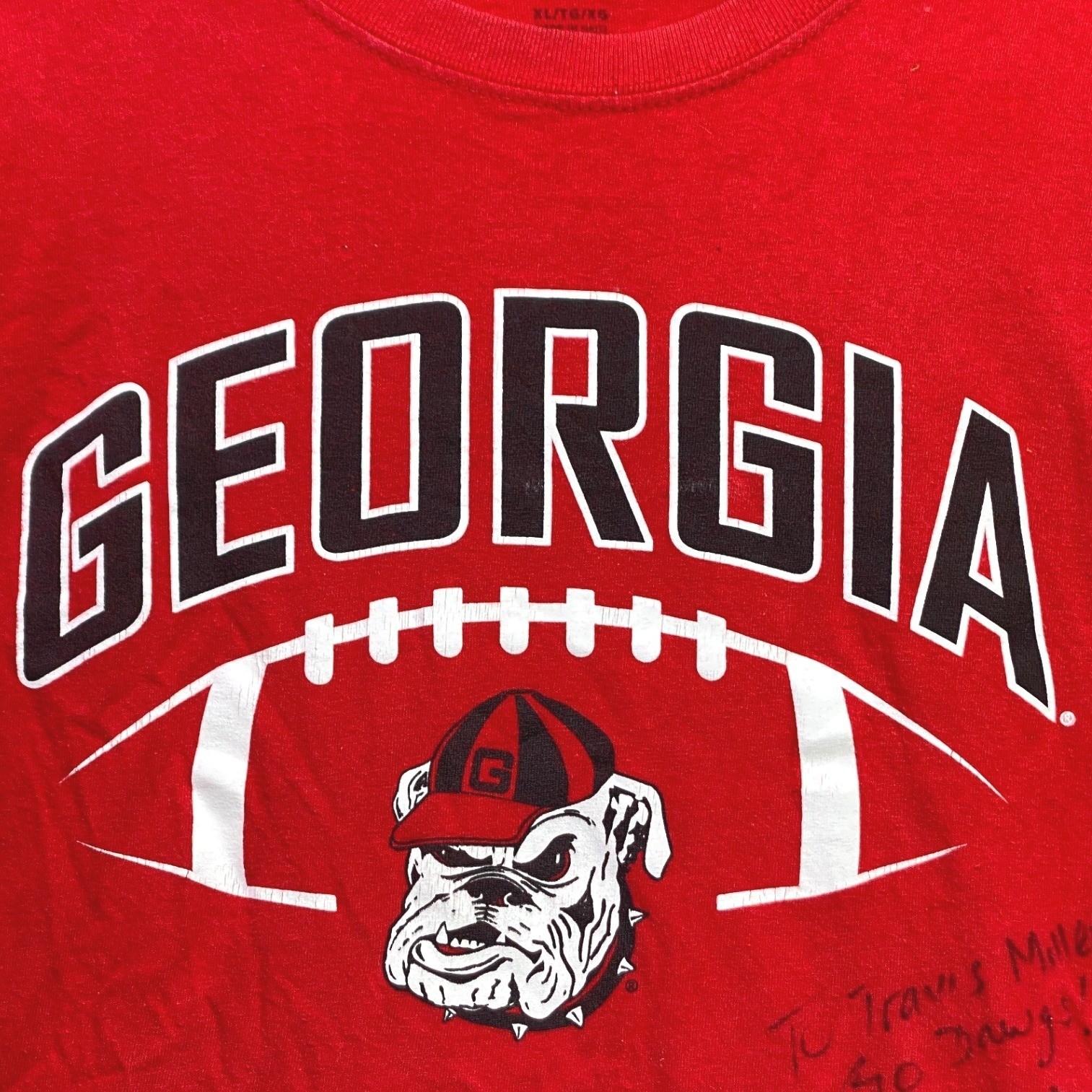 Georgia Bulldogs Shirt Mens Extra Large Fotball Autographed Spell Out Athleisure gallery