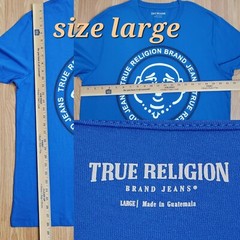True Religion short sleeve tee shirt buddha face design graphic Victoria blue