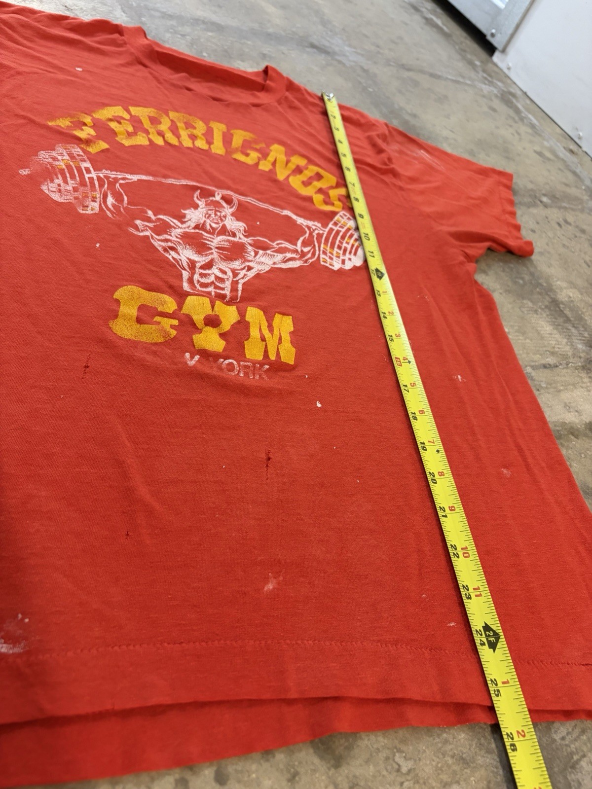 Vintage 80s Lou Ferrigno's New York Gym Distressed Shirt Size Medium Large gallery