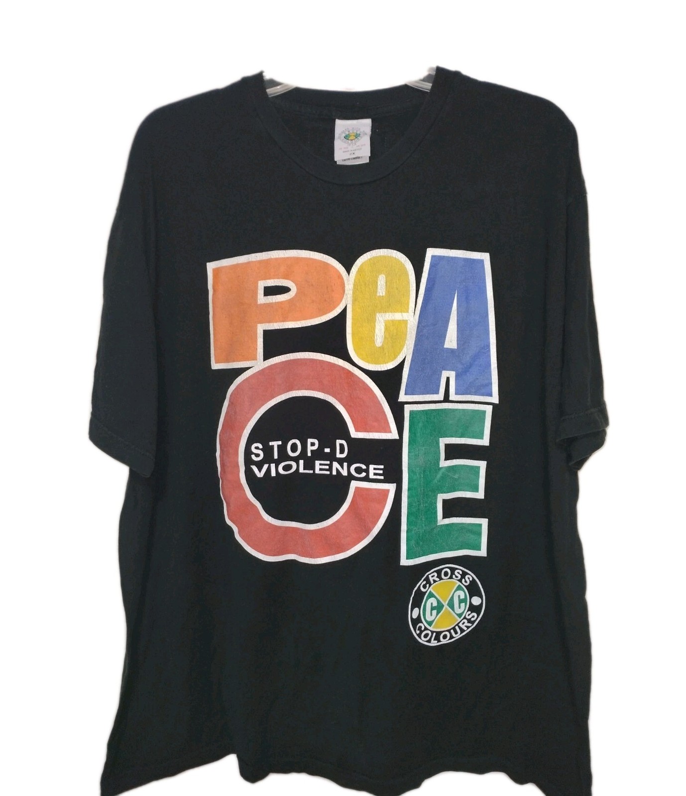 Cross Colours Peace Stop-D the Violence Vintage Hip Hop Nation Men’s 2XL Rap Tee