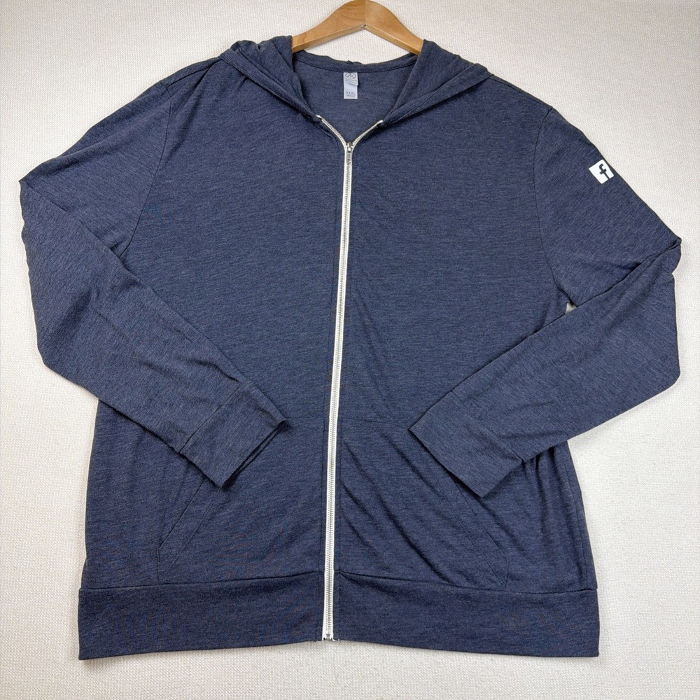 Alternative Brand Facebook Logo Men’s Zipper Hoodie 3XL Blue Lightweight Pockets