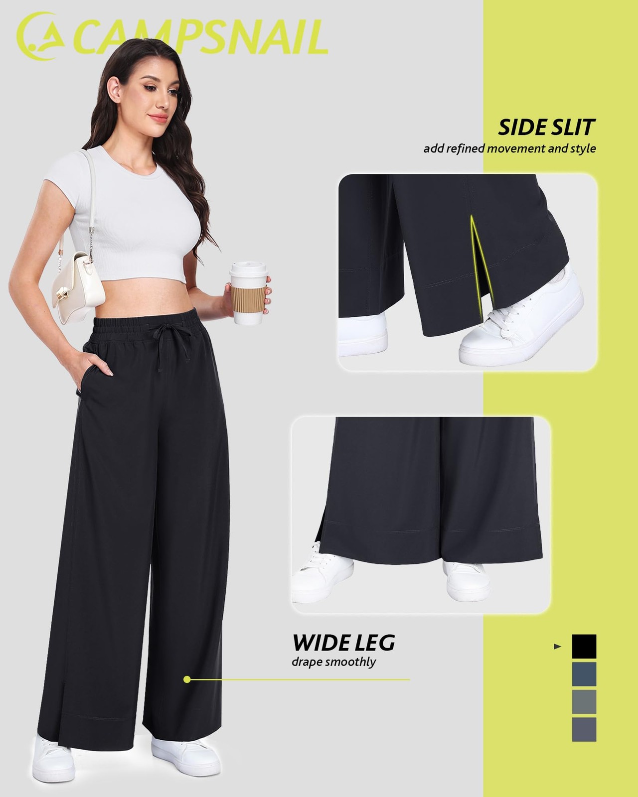 CAMPSNAIL Wide Leg Pants Women 25"/29" Casual Summer Capri Sweatpants Lightw... gallery