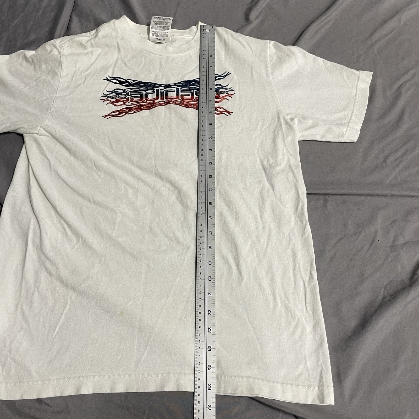 Vintage Y2K Adidas White T Shirt Size Mens XL Shiny Plastic Print Soccer Sports gallery