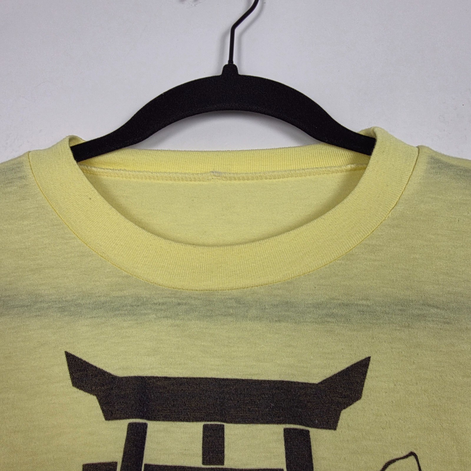 Vintage 70s Okinawa Japan Paper Thin Military Mens Small Sleeveless Yellow Shirt gallery