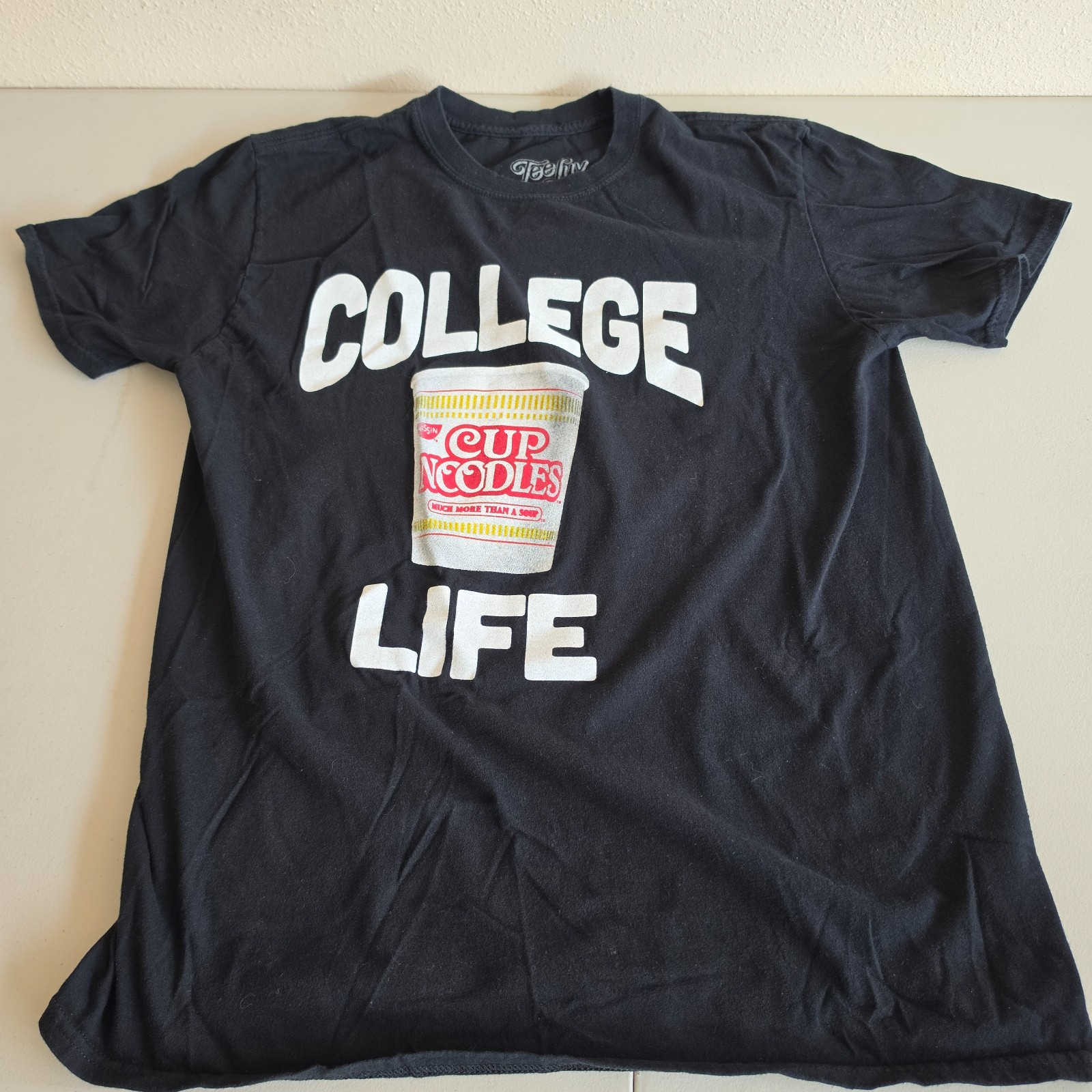 College Life Cup of Noodles Black Shirt by Tee Luv Adult Size Large
