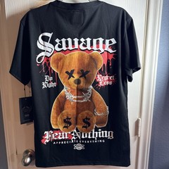 CR24 Chrome Edge Mens Medium Black Savage Bear Hear Nothing Graphic Shirt NWT