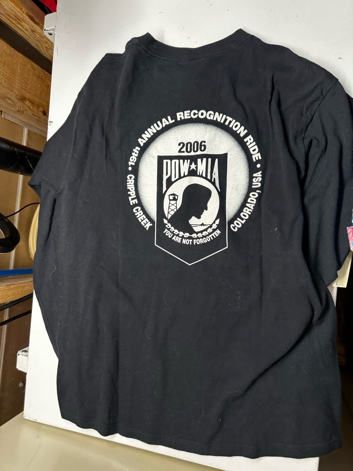 Vintage Pow Mia Cripple Creek T Shirt Motorcycle Long Sleeve Military Size L gallery