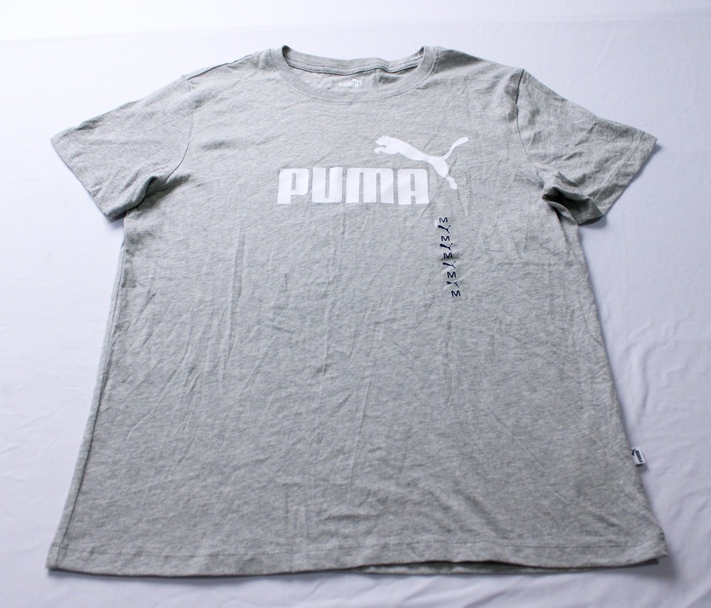 PUMA Men’s Basic Soft Short Sleeve Essential Logo T-Shirt WR4 Gray Medium