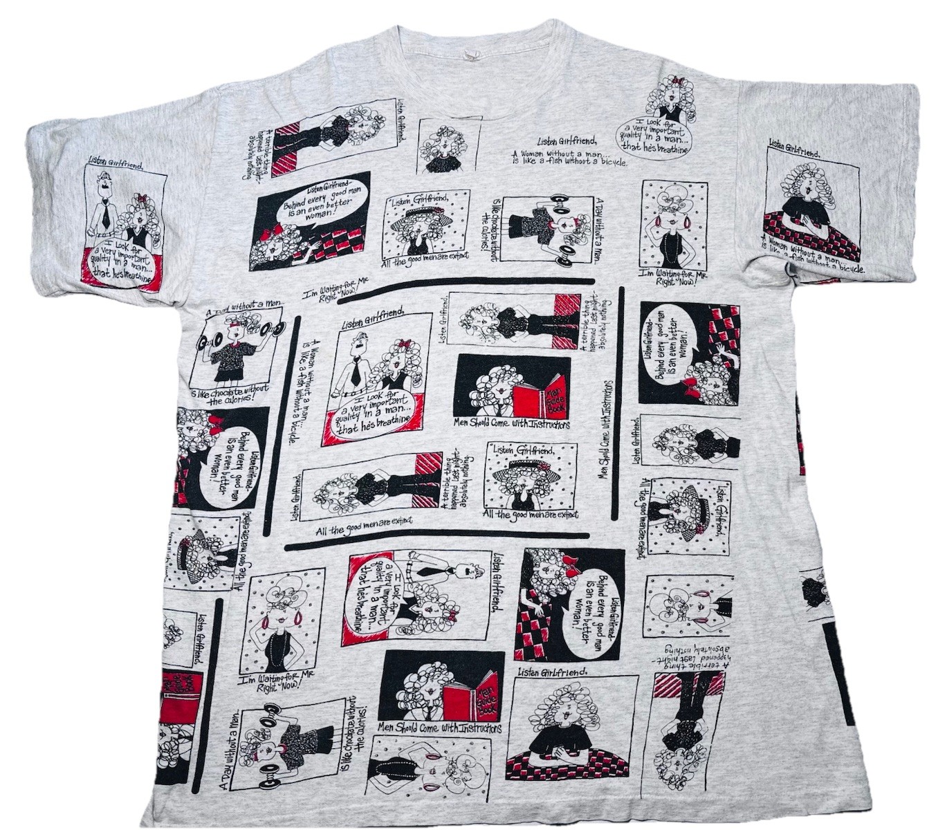 Vintage 90s Single Stitch AOP Comic Graphic T Shirt Oversized XL Humor Novelty gallery