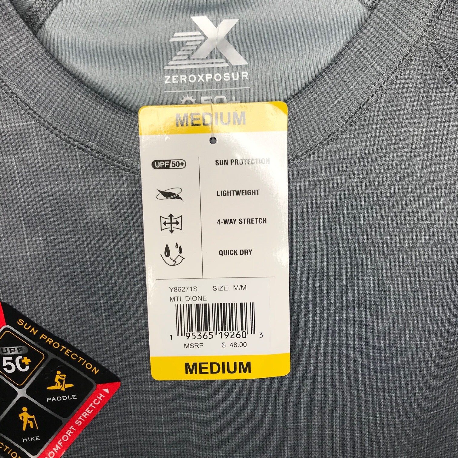 ZeroXposur Sun Protection T-Shirt Mens M UPF 50+ Sports Outdoor Geometric Gray gallery