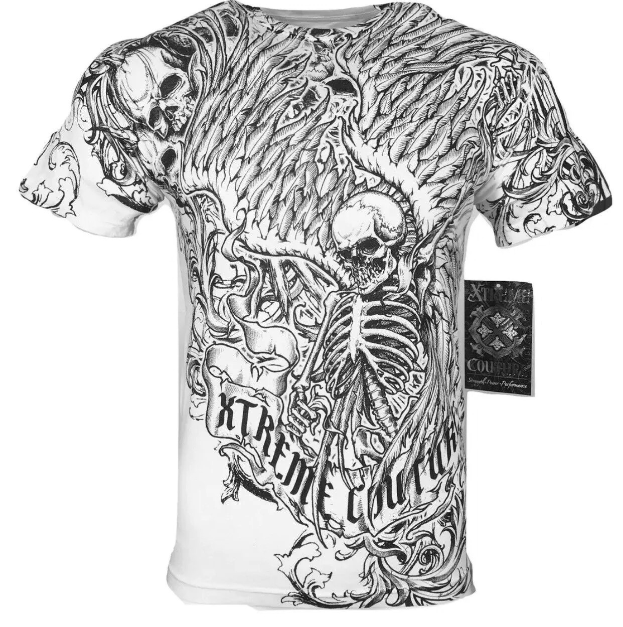 Xtreme Couture by Affliction Men's T-Shirt ACCUSER Skull Biker gallery