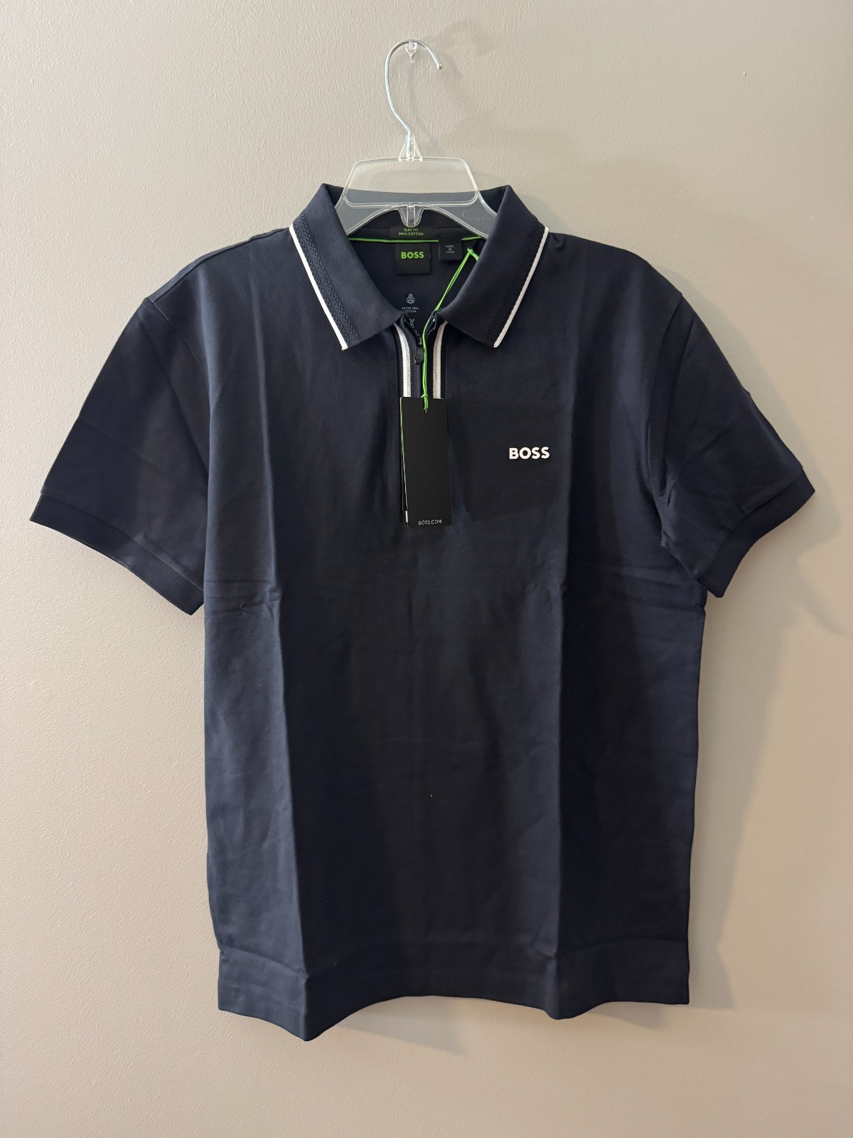 Hugo Boss Polston Zip Polo Slim-Fit Polo Size Medium M Black NEW Retail $129 gallery