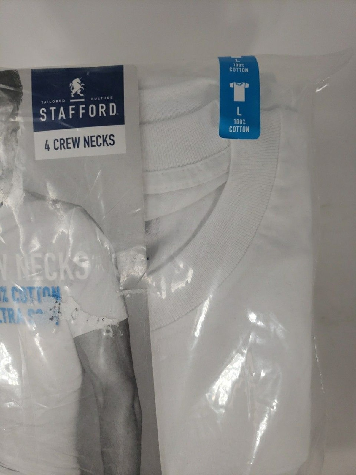 Stafford JCP Large 4 Crew Neck T-Shirts 100% Cotton Ultra Soft NOS Open Package gallery