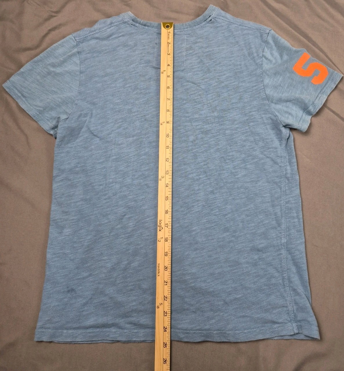 Superdry Premium Goods Mens XL T-Shirt Blue Orange Vintage Logo 19.5” P2P Small gallery