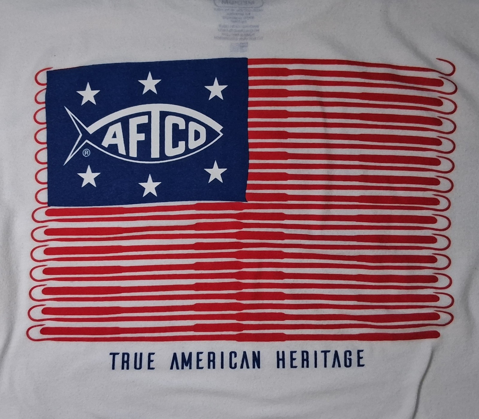 AFTCO Long Sleeve Stretch T Shirt Graphic Logo USA Offshore MED Cott/Poly/Spandx gallery