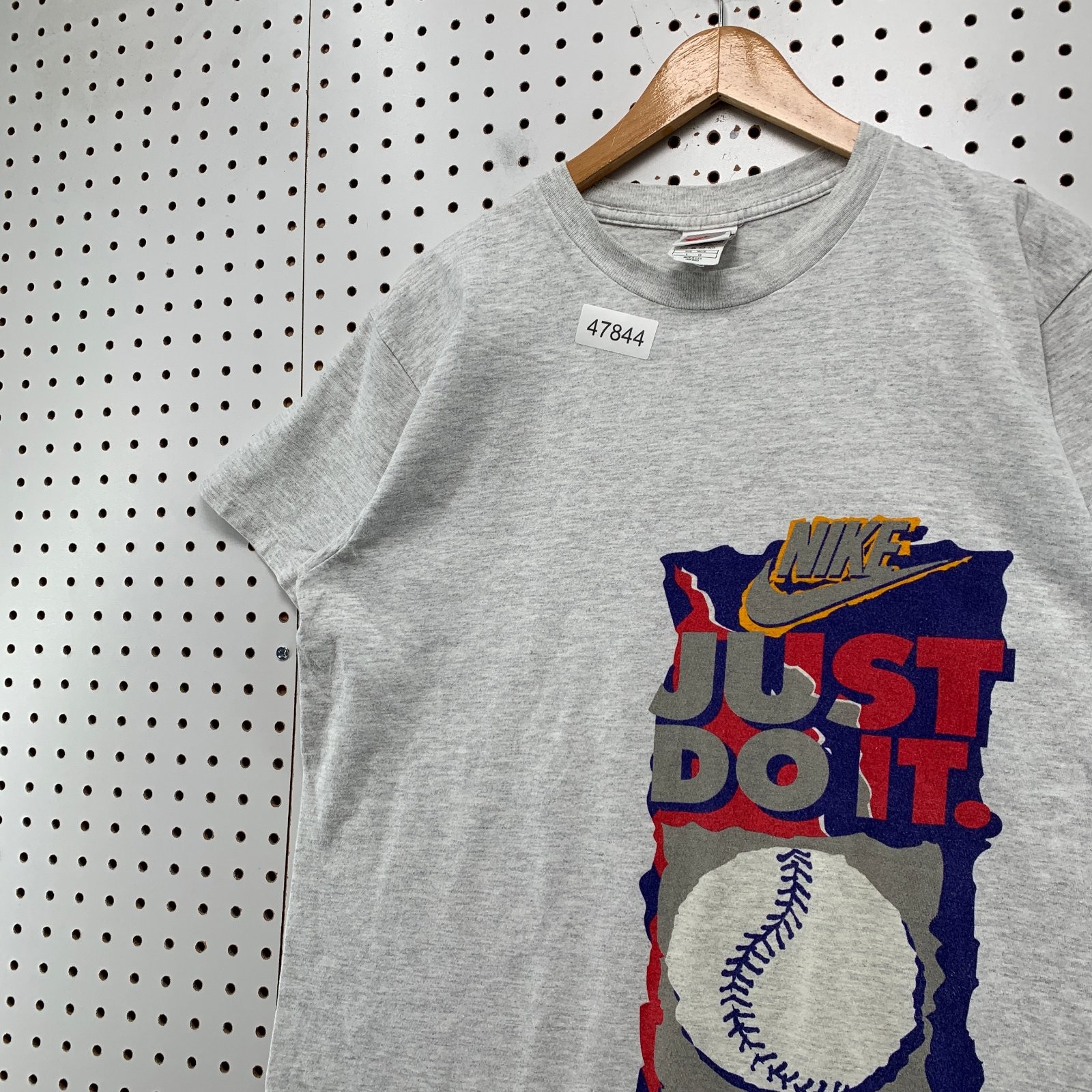 Vintage Nike Baseball T Shirt Mens Large Gray Just Do It Single Stitch USA 90s gallery