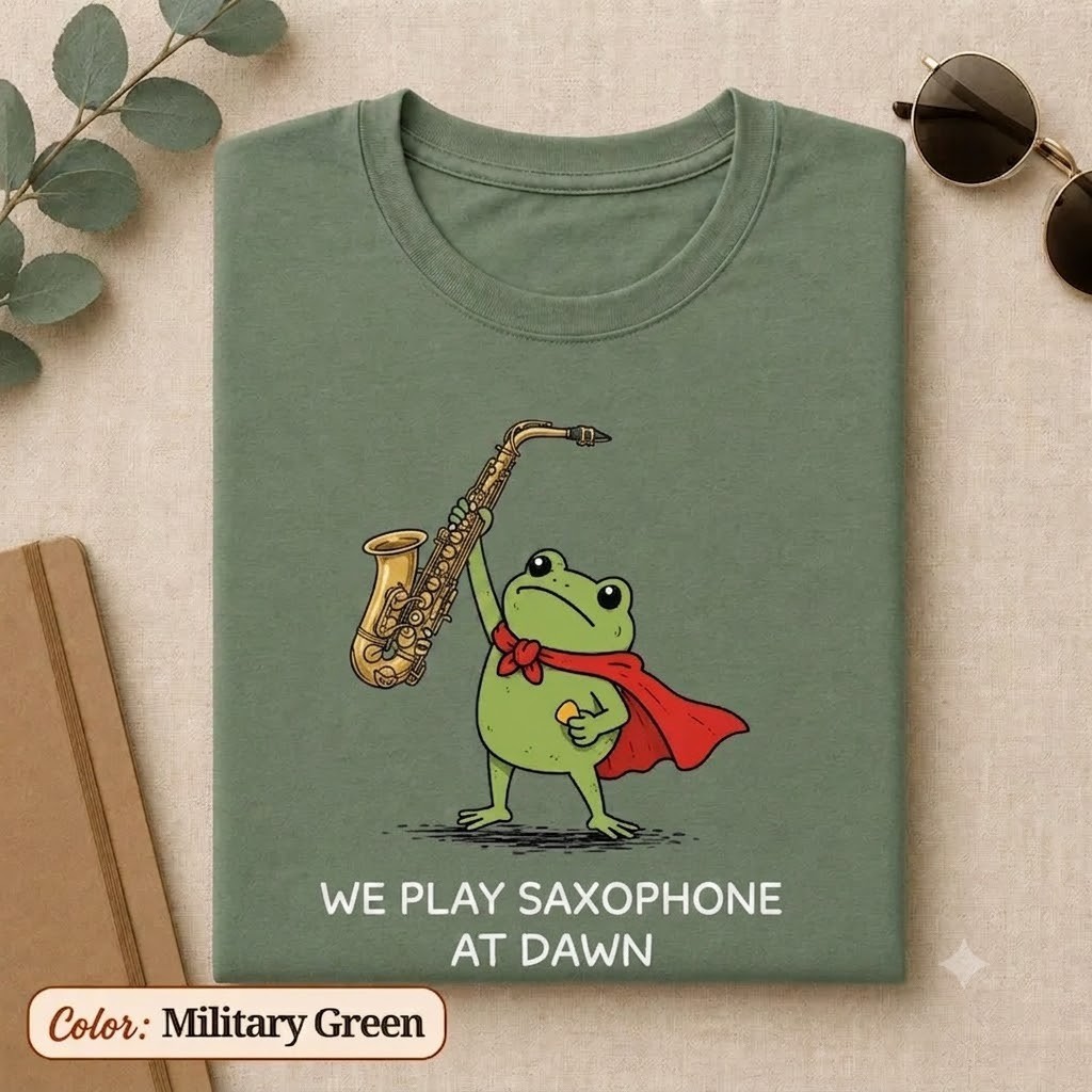 We Play Saxophone At Dawn Funny Frog Saxophonist Music Festival Unisex T-Shirt gallery