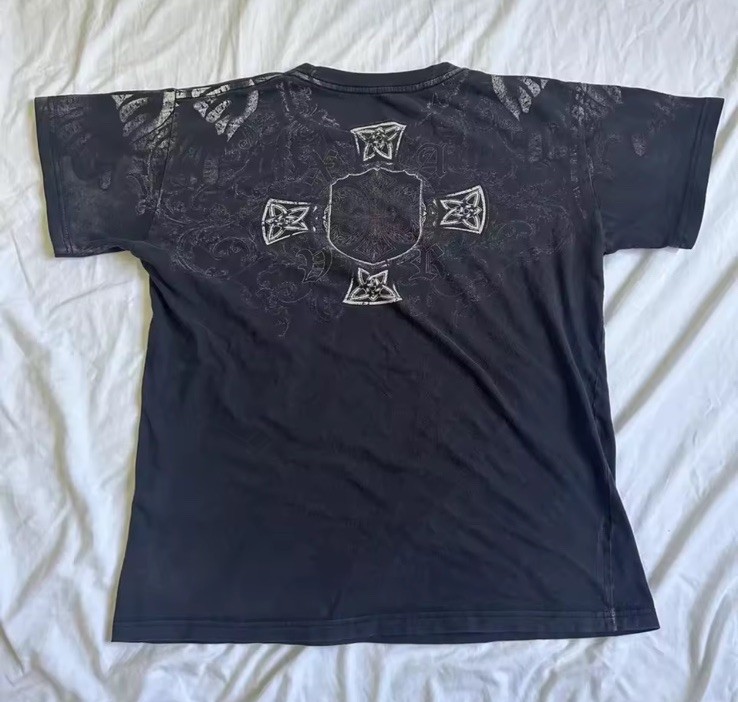 Black Skull Graphic Print Crew Neck Short Sleeve T-Shirt Unisex One Size gallery