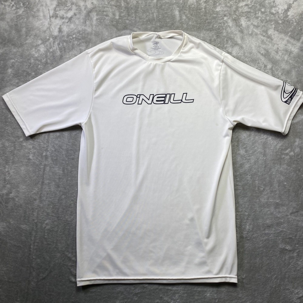 O’Neill UV Protection Rash Guard Men’s Medium White Surf Swim Shirt 50+ UPF Slim