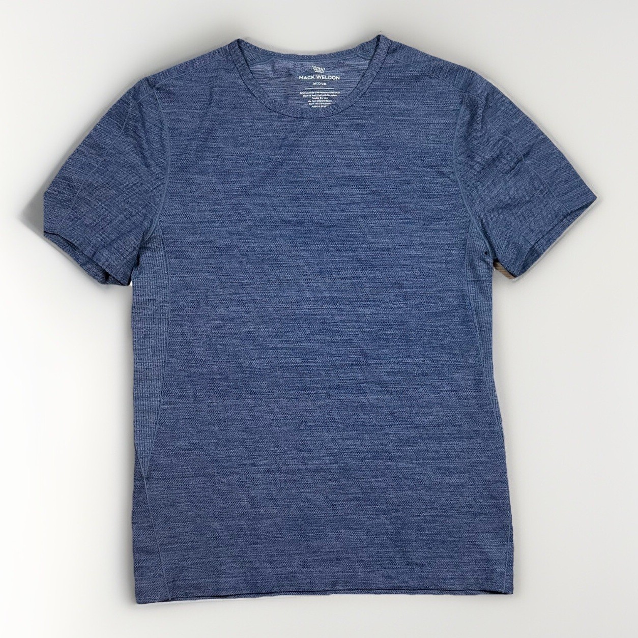 Mack Weldon Mens Medium Shirt Airknitx Short Sleeve Blue Polyamide Stretch