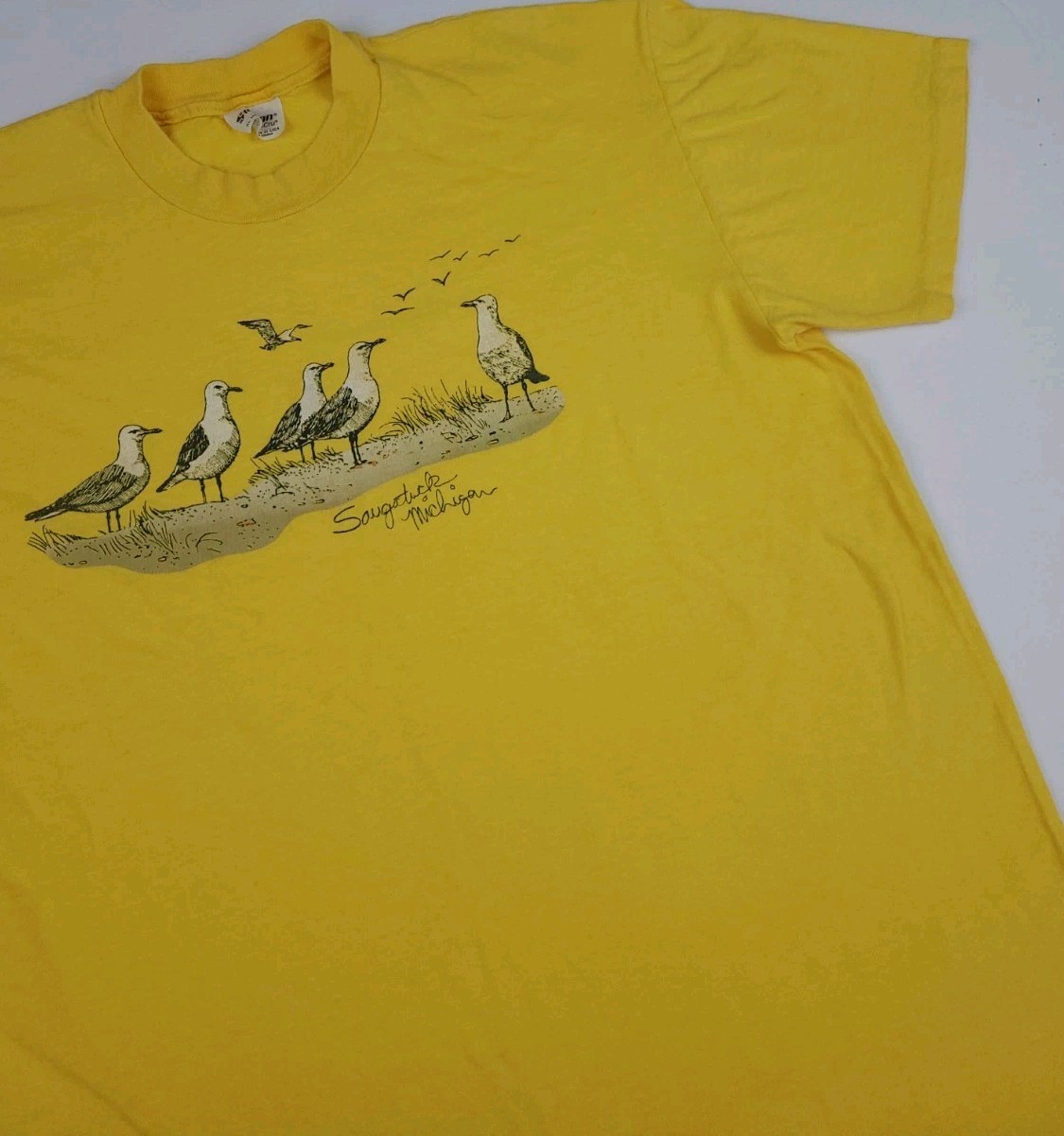 Vintage 80s Saugatuck Michigan Seagull Birds Art Print T Shirt USA Nature Animal gallery