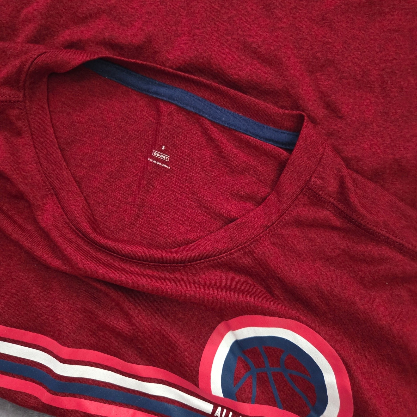 Go Dry Athletic Tee Red Striped Graphic Men's Small Performance Shirt gallery