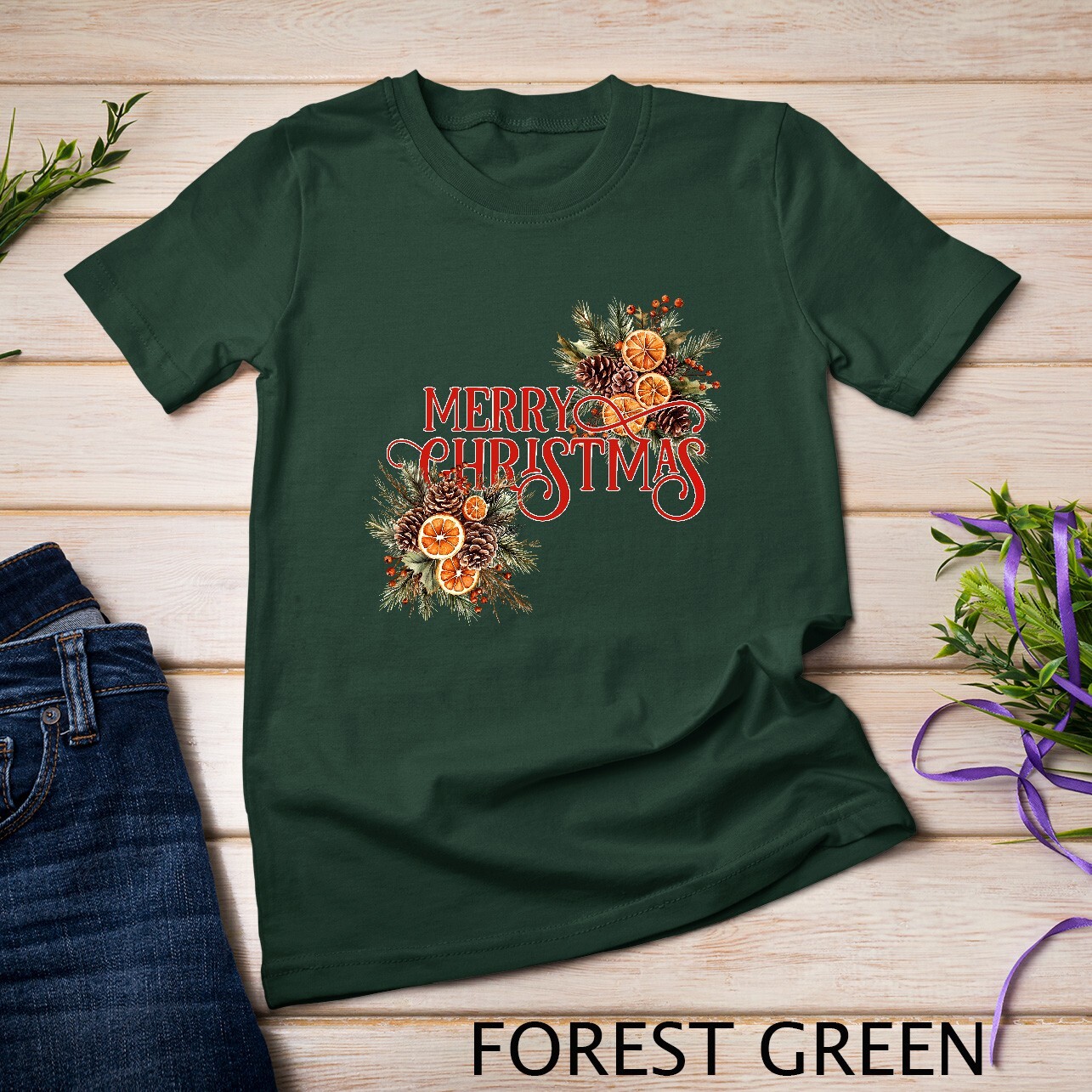 Festive Winter Wreath Holiday Graphic Funny Christmas Shirt Unisex T-shirt gallery