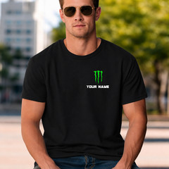 Monster Energy Crest Personalized T-Shirt, Custom Name Black Unisex Tee
