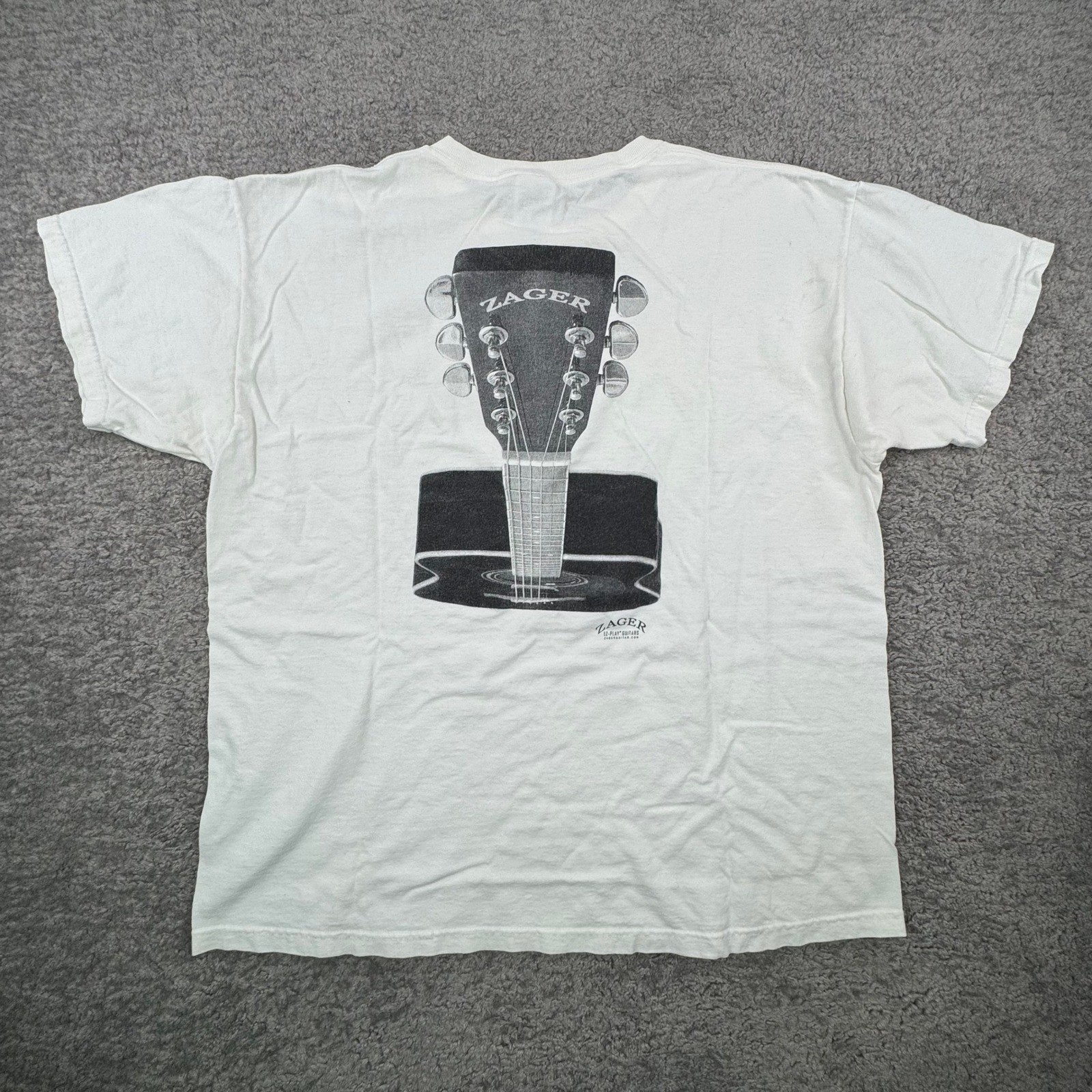 Zager Guitars T Shirt Mens XL White Graphic Tee EZ Play Guitar SEE PICS gallery