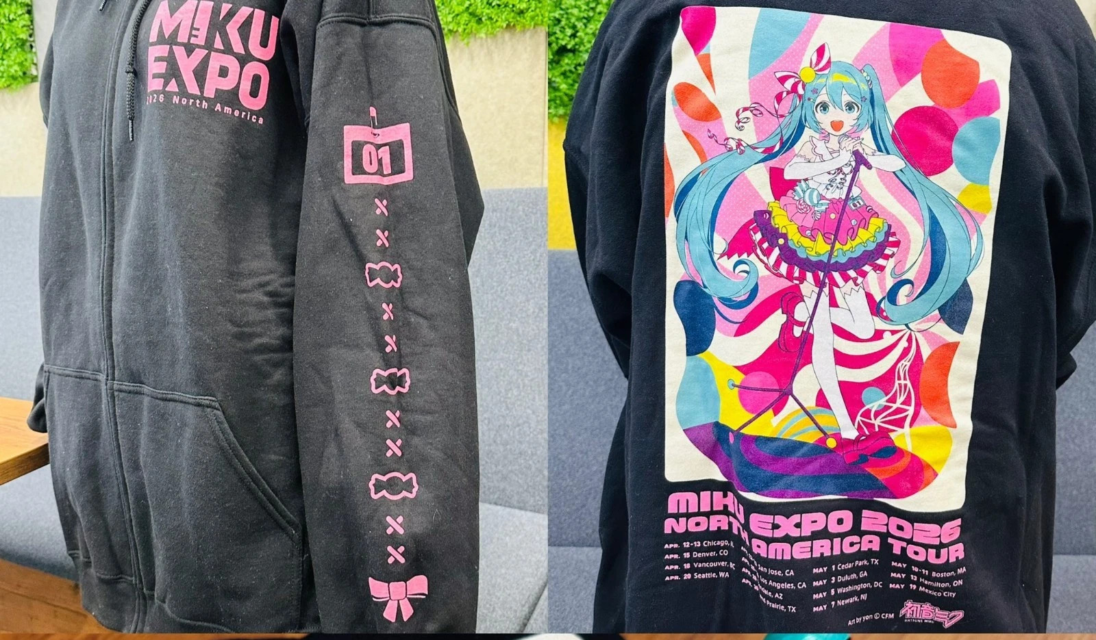 Miku Expo 2026 Merch USA & Canada North American Tour reprint Zip Hoodie