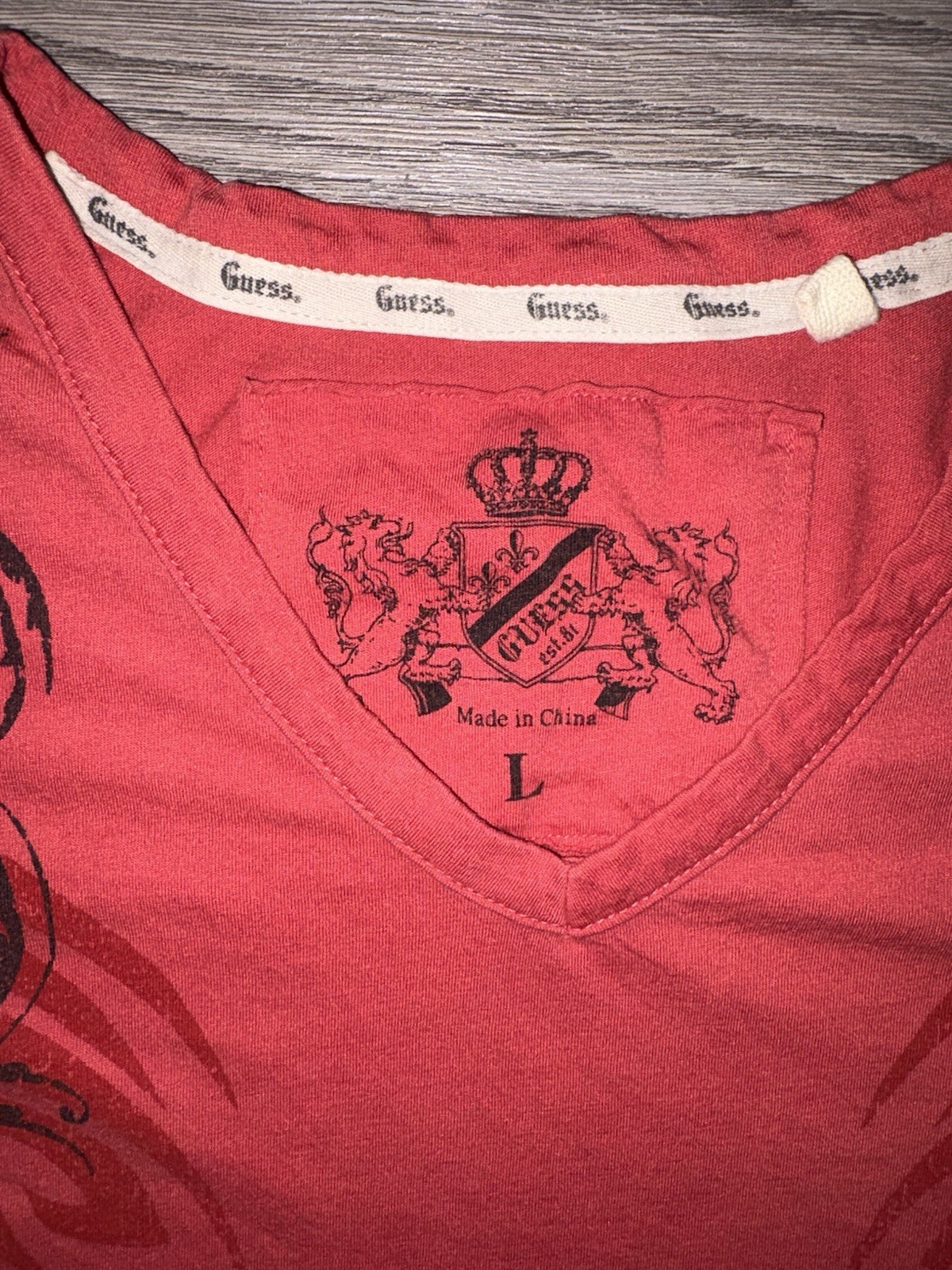 Vintage Guess Tribal Tattoo T-Shirt Mens (L) Affliction Goth Grunge Y2K Punk gallery