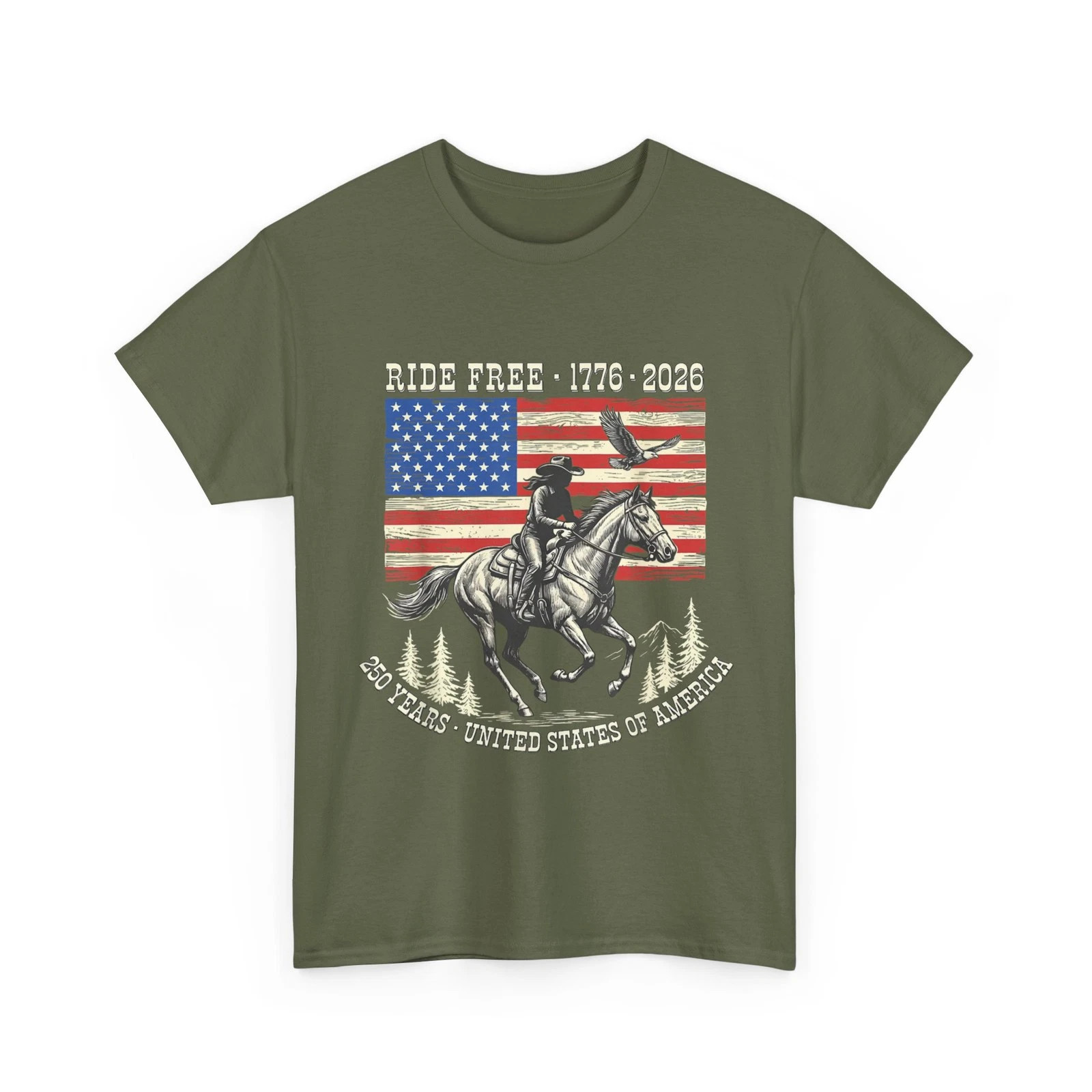 Ride Free 1776 2026 USA 250 Years Patriotic Cowboy Shirt gallery