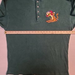 Disney Store Tigger Waffle Knit Henley Shirt XL Green Long Sleeve Winnie Pooh