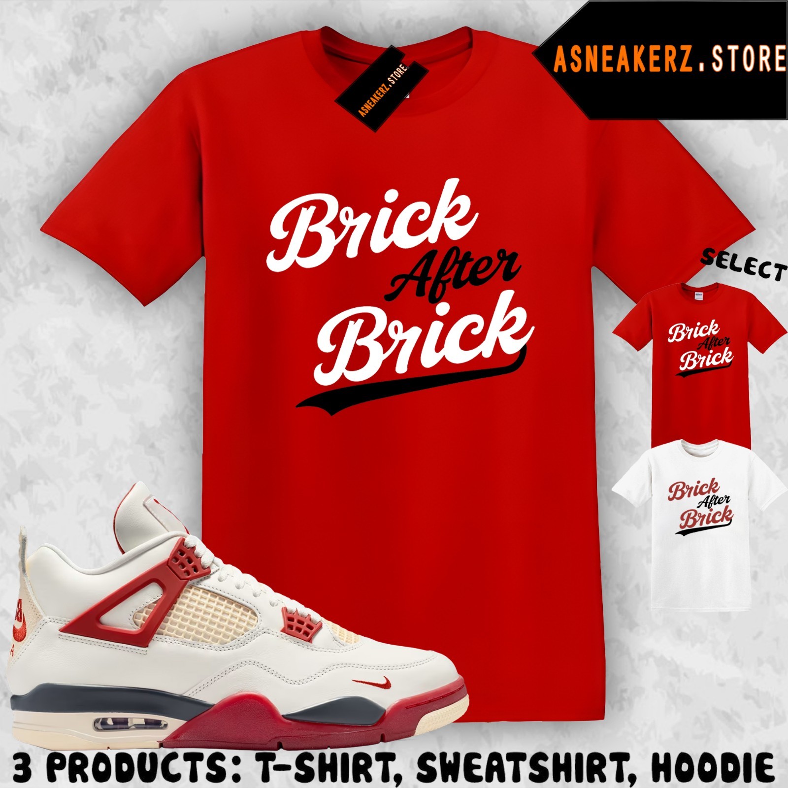 Tee Shirt Matching AJ 4 Nigel Brick After Brick Match Sneaker Jersey 4s T-Shirt gallery