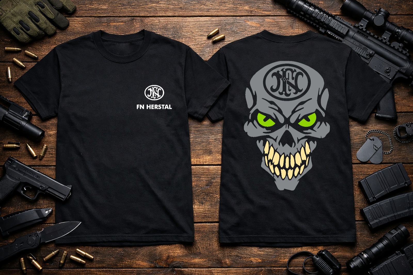 FN Herstal Skull T-Shirt Heavyweight S M L XL 2XL 3XL 4XL 5XL gallery