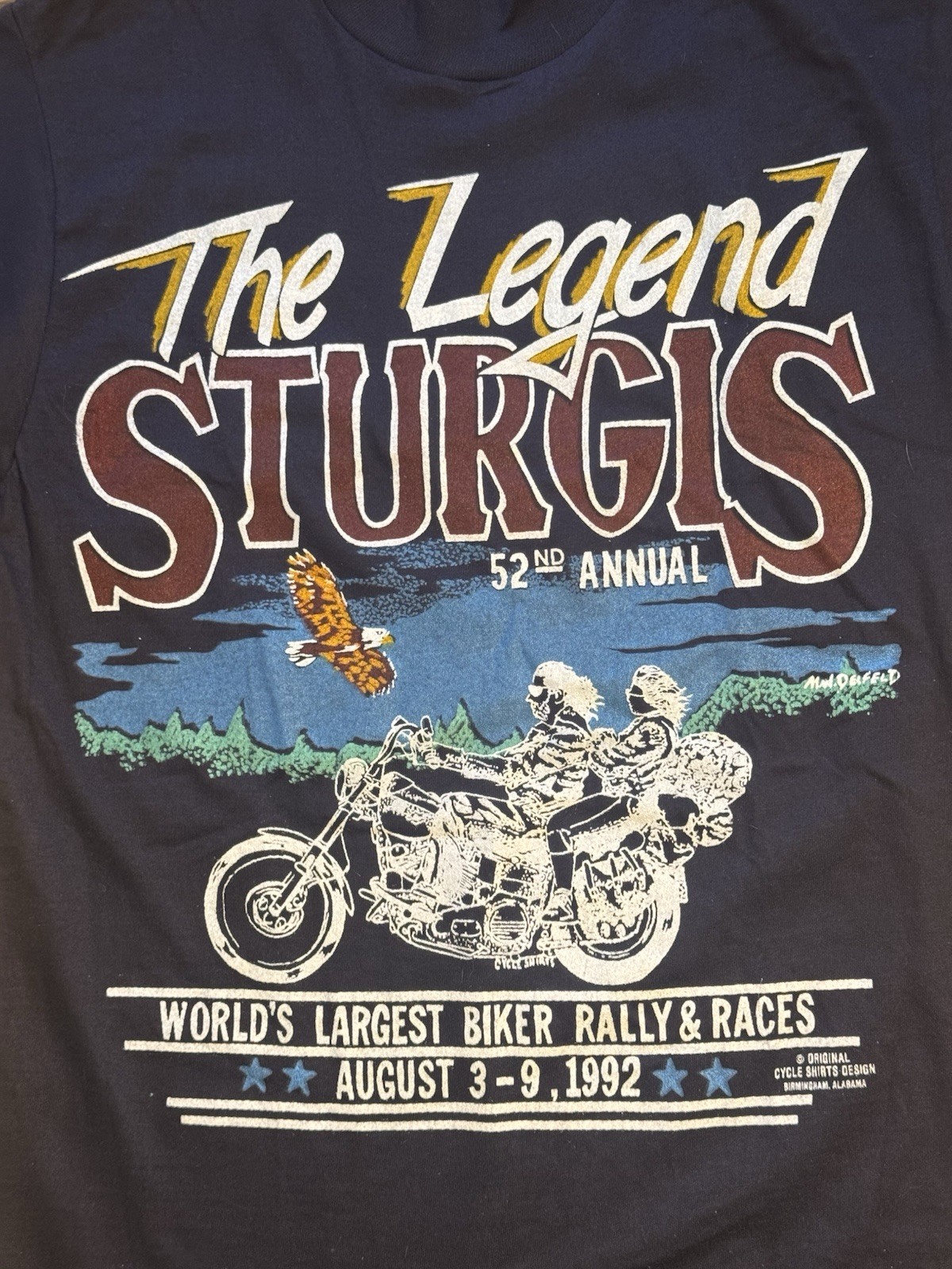 VTG 1992 Sturgis 52nd Annual Biker Rally Harley Davidson 90s Single Stitch Small gallery