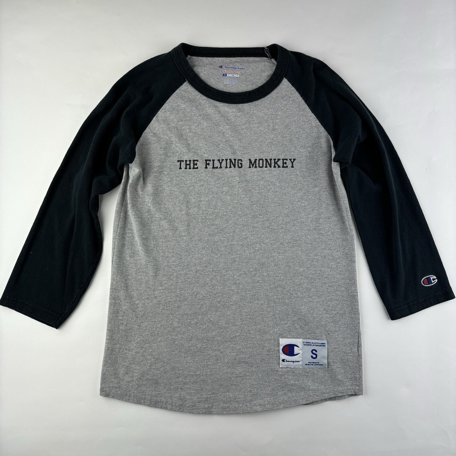 Champion 3/4 Raglan Sleeve Baseball Shirt The Flying Monkey Size Small