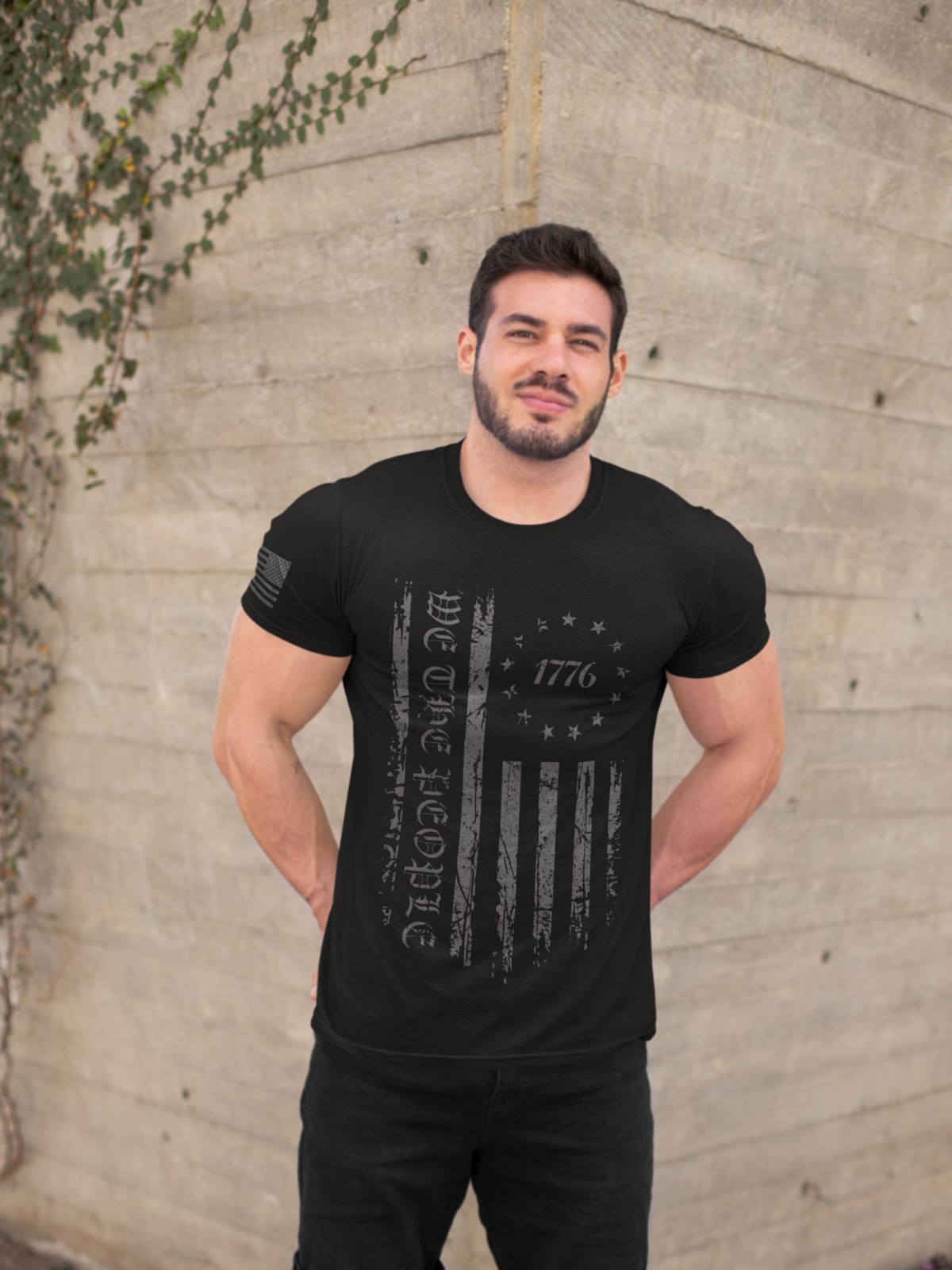 We The People 1776 T-Shirt – Black Distressed American Flag Tee Patriotic USA gallery