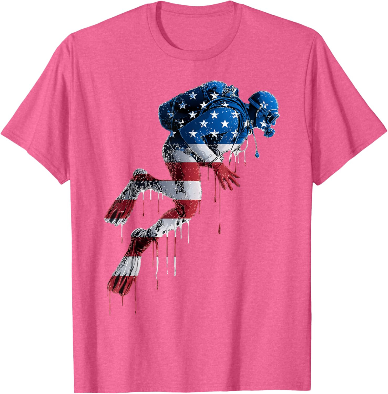 Scuba Diver Scuba Diving American Flag USA Drip Graffiti Unisex T-Shirt gallery