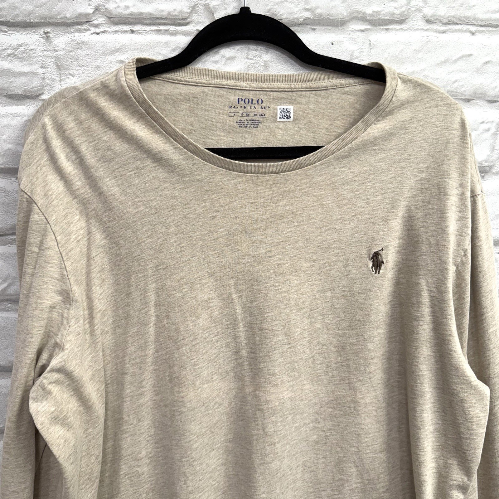 Polo Ralph Lauren Mens XL Classic-Fit Jersey Long-Sleeve T-Shirt Khaki Pony Logo gallery