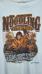 Big Johnson Shirt Mens White Cartoon Graphic Tee Noodling Championships XL
