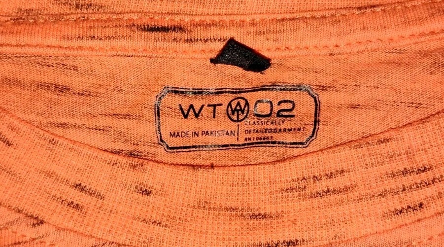 WT02 Men’s Longline Curved Hem T-Shirt Orange Side Zipper Streetwear Size L gallery