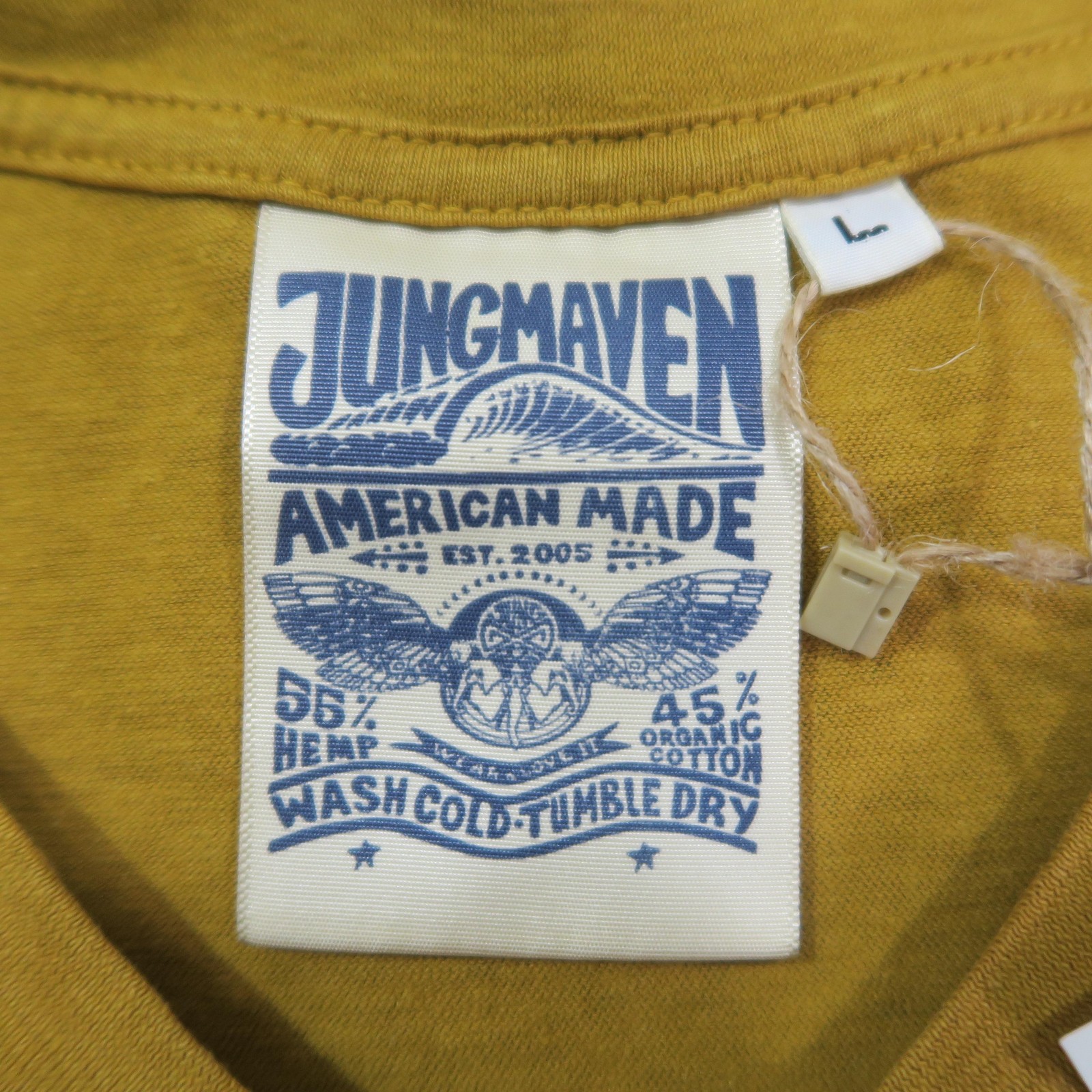 NWT Jungmaven Shirt Mens Large Yellow Hemp Organic Cotton Blend Tee USA Crewneck gallery