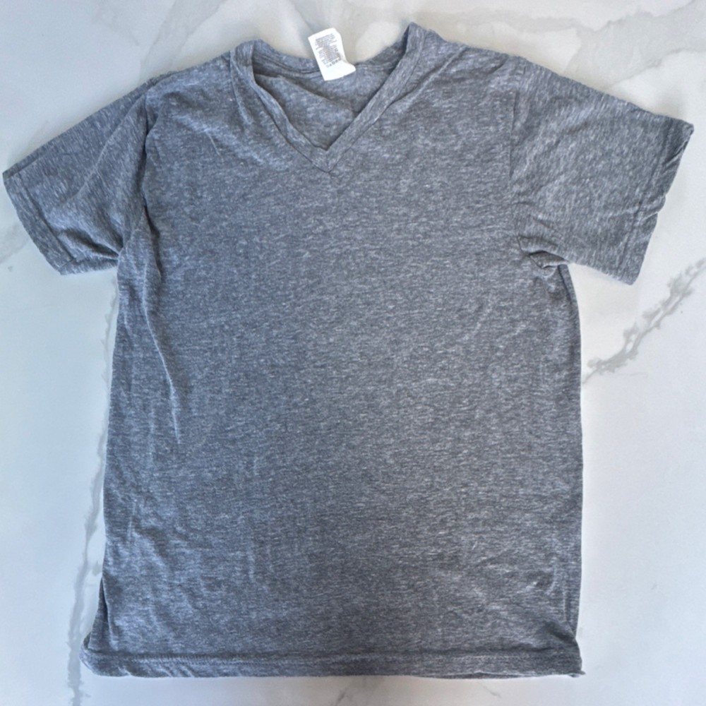 SUNA Gray V-Neck Short Sleeve Cotton Jersey Men’s T-Shirt Size M