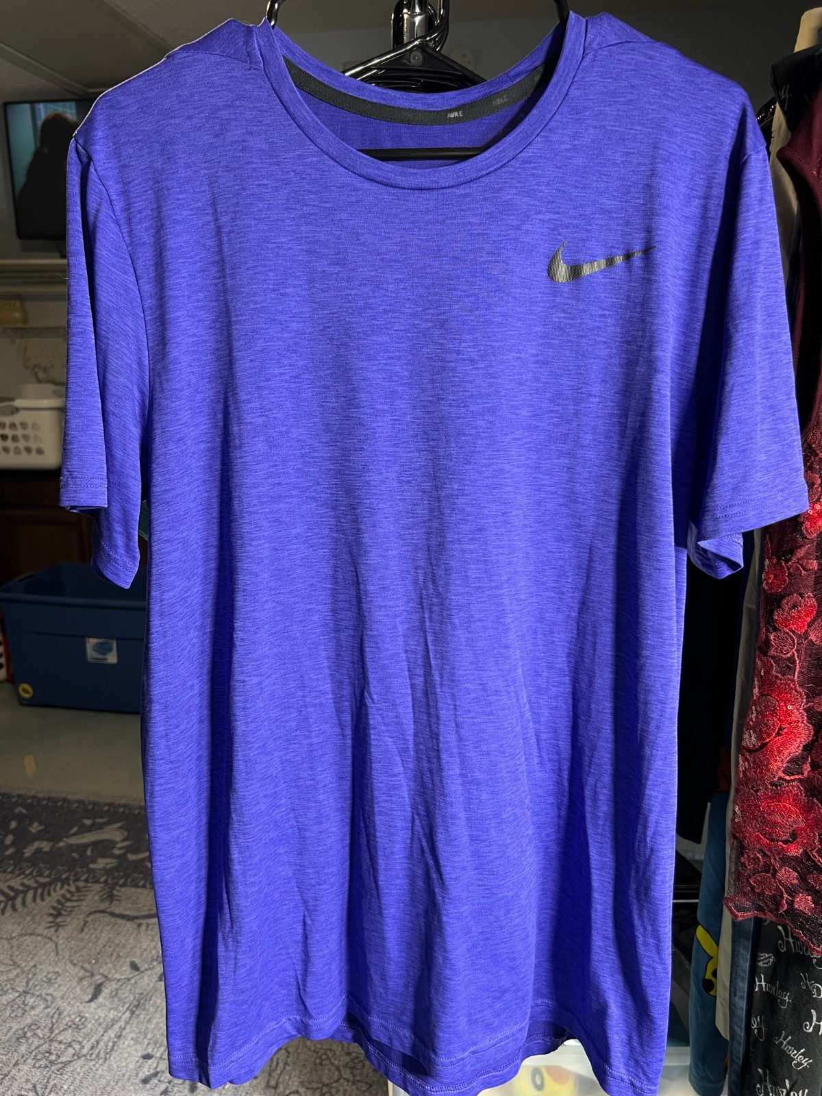 Nike Dri-FIT Deep Purple with Swoosh Logo Recycled Polyester Tee T-Shirt SZ L