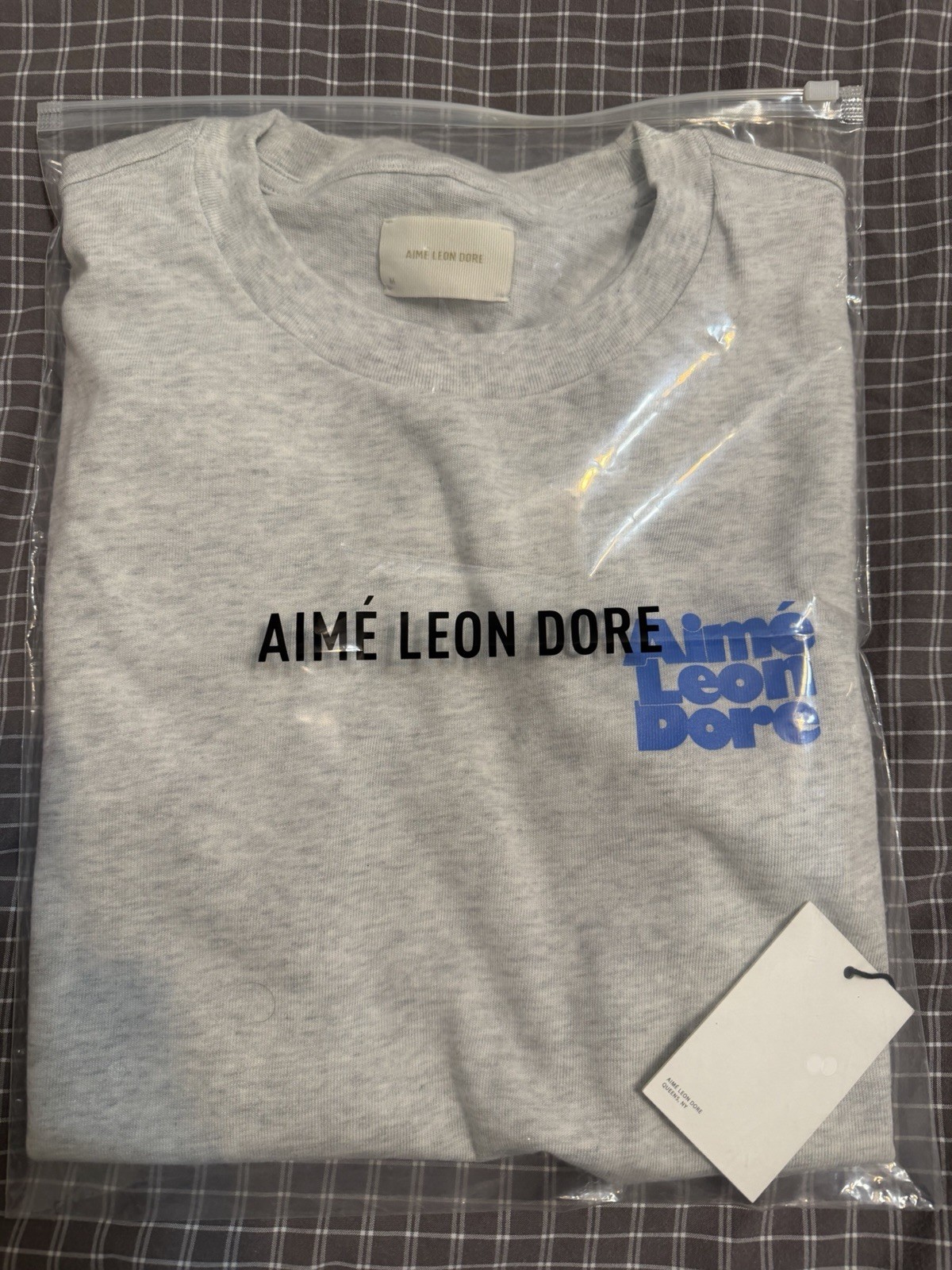 BRAND NEW AIME LEON DORE STACKED LOGO T-SHIRT TEE SILVER MIX SZ M MEDIUM gallery